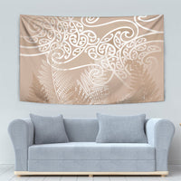 Aotearoa Maori Koru Curves Tapestry Silver Ferns - Mocha LT7 - Polynesian Pride