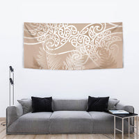 Aotearoa Maori Koru Curves Tapestry Silver Ferns - Mocha LT7 - Polynesian Pride