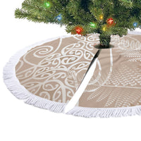 Aotearoa Maori Koru Curves Tree Skirt Silver Ferns - Mocha