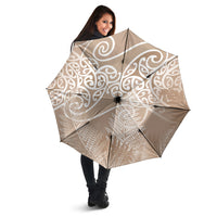 Aotearoa Maori Koru Curves Umbrella Silver Ferns - Mocha LT7 - Polynesian Pride