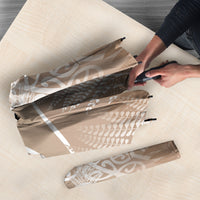 Aotearoa Maori Koru Curves Umbrella Silver Ferns - Mocha LT7 - Polynesian Pride