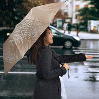 Aotearoa Maori Koru Curves Umbrella Silver Ferns - Mocha LT7 - Polynesian Pride