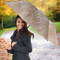 Aotearoa Maori Koru Curves Umbrella Silver Ferns - Mocha LT7 - Polynesian Pride