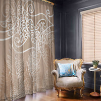 Aotearoa Maori Koru Curves Window Curtain Silver Ferns - Mocha LT7 - Polynesian Pride