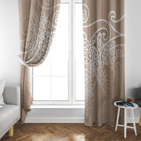 Aotearoa Maori Koru Curves Window Curtain Silver Ferns - Mocha LT7 - Polynesian Pride