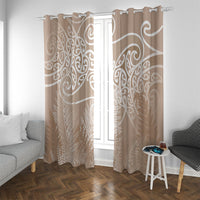 Aotearoa Maori Koru Curves Window Curtain Silver Ferns - Mocha LT7 With Grommets Beige - Polynesian Pride