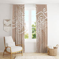 Aotearoa Maori Koru Curves Window Curtain Silver Ferns - Mocha LT7 - Polynesian Pride