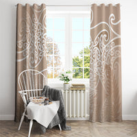 Aotearoa Maori Koru Curves Window Curtain Silver Ferns - Mocha LT7 - Polynesian Pride