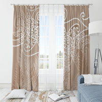 Aotearoa Maori Koru Curves Window Curtain Silver Ferns - Mocha LT7 - Polynesian Pride