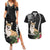 Personalised Polynesian Dog Couples Matching Summer Maxi Dress and Hawaiian Shirt Corgi Mix Tropical Flowers LT7 Black - Polynesian Pride