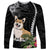 Personalised Polynesian Dog Long Sleeve Shirt Corgi Mix Tropical Flowers LT7 Unisex Black - Polynesian Pride