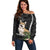 Personalised Polynesian Dog Off Shoulder Sweater Corgi Mix Tropical Flowers LT7 Women Black - Polynesian Pride