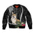 Personalised Polynesian Dog Sleeve Zip Bomber Jacket Corgi Mix Tropical Flowers LT7 Unisex Black - Polynesian Pride