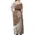 Personalised Polynesian Pacific Bulldog Off Shoulder Maxi Dress With Brown Hawaii Tribal Tattoo Patterns LT7 - Polynesian Pride