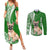 Personalised Polynesian Pacific Bulldog Couples Matching Summer Maxi Dress and Long Sleeve Button Shirts With Emerald Hawaii Tribal Tattoo Patterns LT7 Green - Polynesian Pride