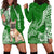 Personalised Polynesian Pacific Bulldog Hoodie Dress With Emerald Hawaii Tribal Tattoo Patterns LT7 - Polynesian Pride