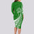 Personalised Polynesian Pacific Bulldog Long Sleeve Bodycon Dress With Emerald Hawaii Tribal Tattoo Patterns LT7 - Polynesian Pride