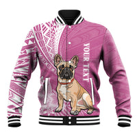 Personalised Polynesian Pacific Bulldog Baseball Jacket With Pink Hawaii Tribal Tattoo Patterns LT7 Unisex Pink - Polynesian Pride