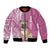 Personalised Polynesian Pacific Bulldog Bomber Jacket With Pink Hawaii Tribal Tattoo Patterns LT7 Unisex Pink - Polynesian Pride