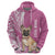 Custom Polynesian Pacific Bulldog Hoodie With Pink Hawaii Tribal Tattoo Patterns LT7 - Polynesian Pride