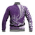 Personalised Polynesian Pacific Bulldog Baseball Jacket With Violet Hawaii Tribal Tattoo Patterns LT7 - Polynesian Pride