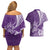 Personalised Polynesian Pacific Bulldog Couples Matching Off Shoulder Short Dress and Hawaiian Shirt With Violet Hawaii Tribal Tattoo Patterns LT7 - Polynesian Pride