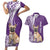 Personalised Polynesian Pacific Bulldog Couples Matching Short Sleeve Bodycon Dress and Hawaiian Shirt With Violet Hawaii Tribal Tattoo Patterns LT7 Purple - Polynesian Pride