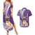 Personalised Polynesian Pacific Bulldog Couples Matching Summer Maxi Dress and Hawaiian Shirt With Violet Hawaii Tribal Tattoo Patterns LT7 Purple - Polynesian Pride