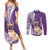 Personalised Polynesian Pacific Bulldog Couples Matching Summer Maxi Dress and Long Sleeve Button Shirts With Violet Hawaii Tribal Tattoo Patterns LT7 Purple - Polynesian Pride