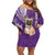 Personalised Polynesian Pacific Bulldog Off Shoulder Short Dress With Violet Hawaii Tribal Tattoo Patterns LT7 Women Purple - Polynesian Pride