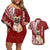 Personalised Polynesian Pacific Bulldog Couples Matching Off Shoulder Short Dress and Hawaiian Shirt With Red Hawaii Tribal Tattoo Patterns LT7 Red - Polynesian Pride