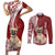 Personalised Polynesian Pacific Bulldog Couples Matching Short Sleeve Bodycon Dress and Long Sleeve Button Shirts With Red Hawaii Tribal Tattoo Patterns LT7 Red - Polynesian Pride