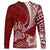 Personalised Polynesian Pacific Bulldog Long Sleeve Shirt With Red Hawaii Tribal Tattoo Patterns LT7 - Polynesian Pride