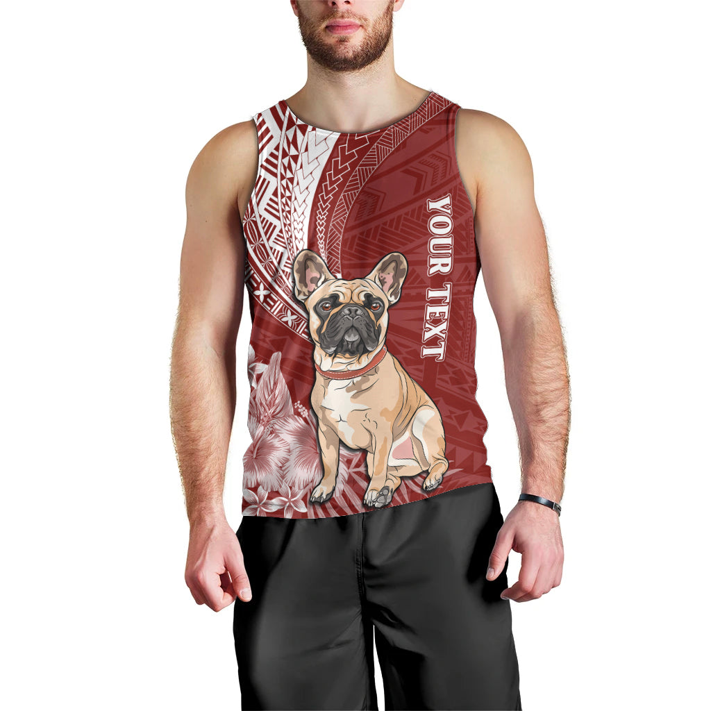 Personalised Polynesian Pacific Bulldog Men Tank Top With Red Hawaii Tribal Tattoo Patterns LT7 - Polynesian Pride