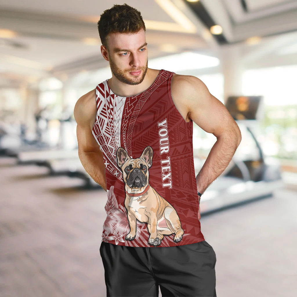 Personalised Polynesian Pacific Bulldog Men Tank Top With Red Hawaii Tribal Tattoo Patterns LT7 - Polynesian Pride