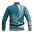 Personalised Polynesian Pacific Bulldog Baseball Jacket With Teal Hawaii Tribal Tattoo Patterns LT7 - Polynesian Pride