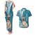 Personalised Polynesian Pacific Bulldog Couples Matching Tank Maxi Dress And Hawaiian Shirt With Teal Hawaii Tribal Tattoo Patterns LT7 Teal - Polynesian Pride