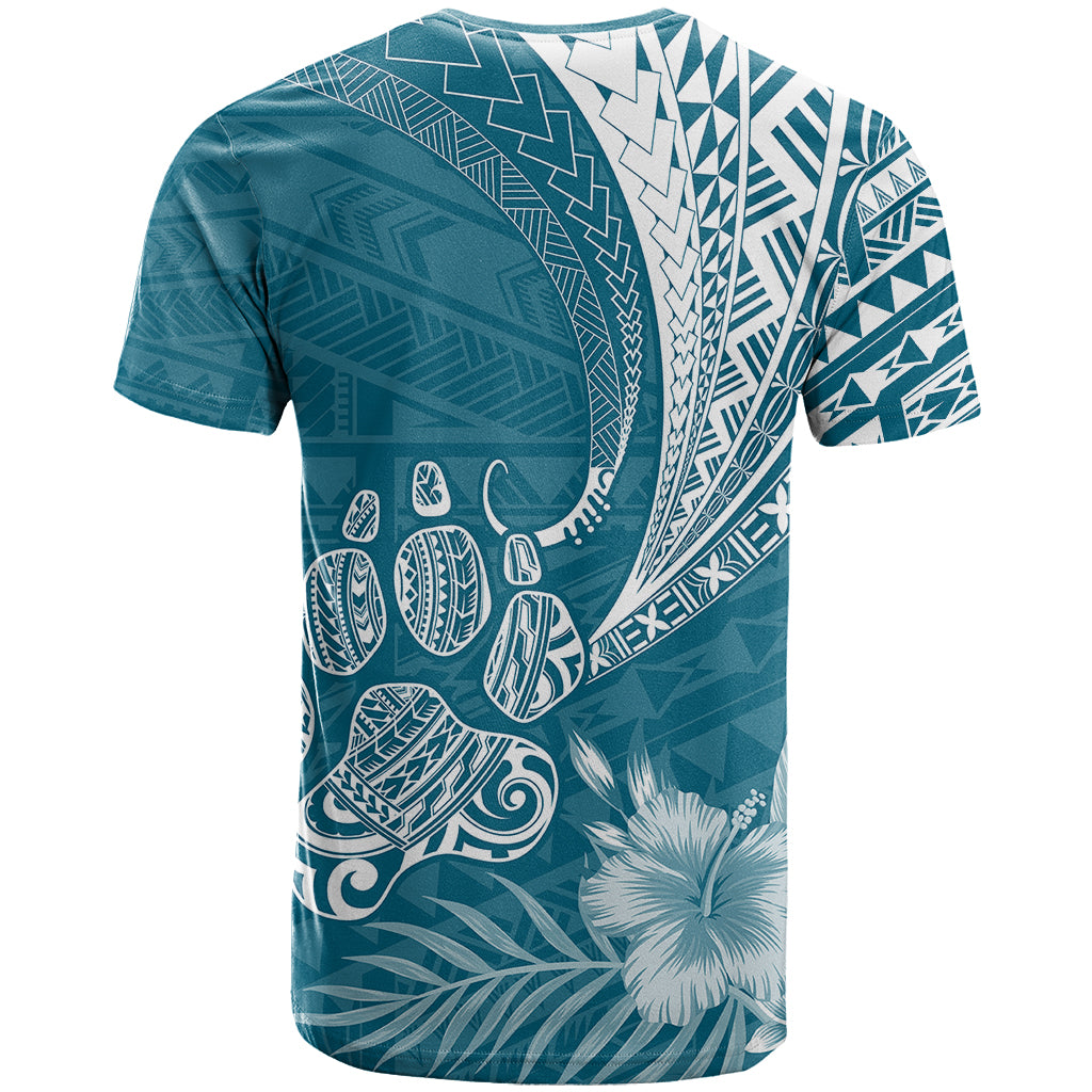 Custom Polynesian Pacific Bulldog T Shirt With Teal Hawaii Tribal Tattoo Patterns LT7 - Polynesian Pride