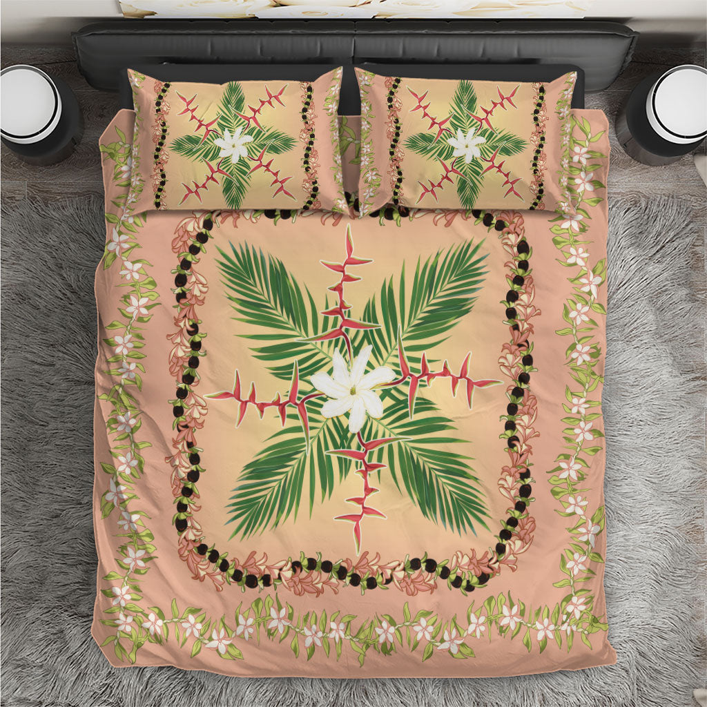 Hawaii Quilt Inspired Collection Aloha Flowers Bedding Set Maile - Kukui Nut Lei LT7 Coral Pink - Polynesian Pride