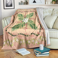 Hawaii Quilt Inspired Collection Aloha Flowers Blanket Maile - Kukui Nut Lei LT7 Coral Pink - Polynesian Pride
