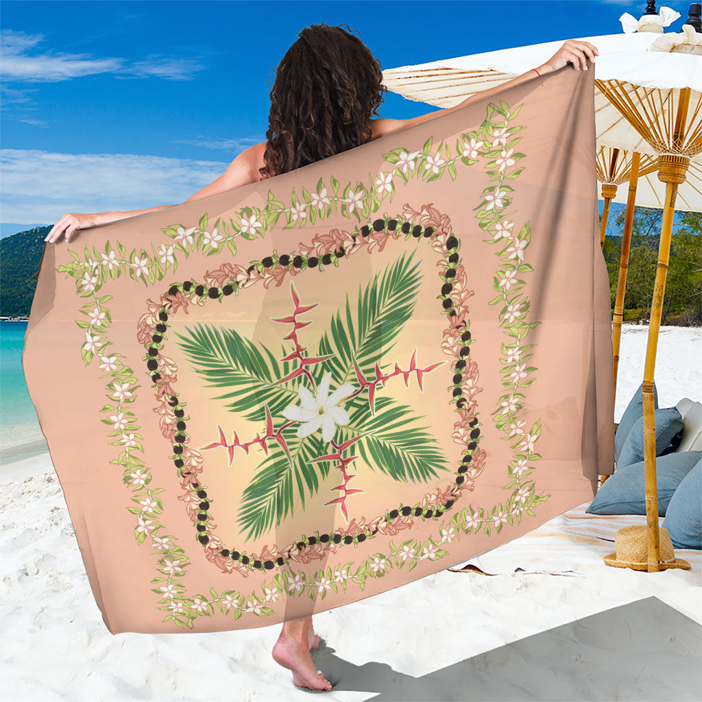 Hawaii Quilt Inspired Collection Aloha Flowers Sarong Maile - Kukui Nut Lei LT7 One Size 44 x 66 inches Coral Pink - Polynesian Pride