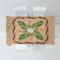 Hawaii Quilt Inspired Collection Aloha Flowers Tablecloth Maile - Kukui Nut Lei LT7 Coral Pink - Polynesian Pride