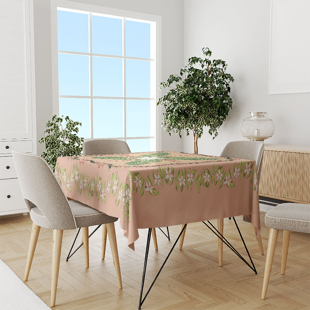 Hawaii Quilt Inspired Collection Aloha Flowers Tablecloth Maile - Kukui Nut Lei LT7 - Polynesian Pride