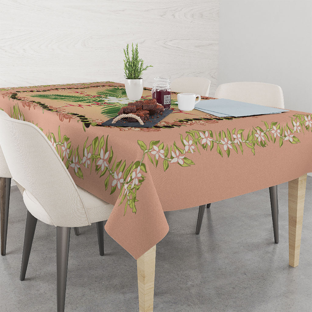 Hawaii Quilt Inspired Collection Aloha Flowers Tablecloth Maile - Kukui Nut Lei LT7 - Polynesian Pride