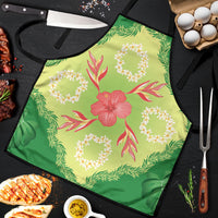 Hawaii Quilt Inspired Collection Aloha Flowers Apron Plumeria - Ti Leaf Lei LT7 Green - Polynesian Pride