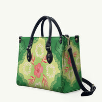Hawaii Quilt Inspired Collection Aloha Flowers Leather Bag Plumeria - Ti Leaf Lei LT7 Green - Polynesian Pride