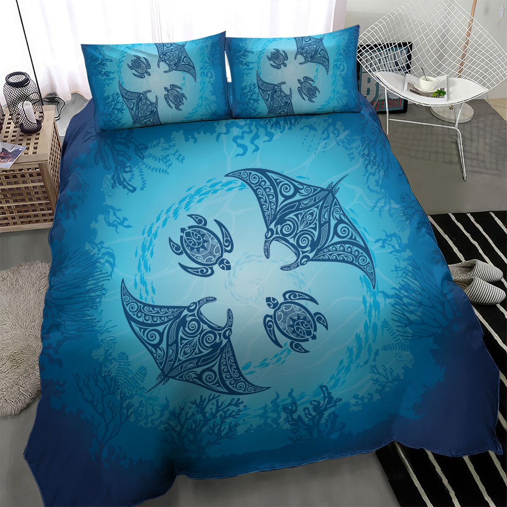 Hawaii Quilt Inspired Collection Aloha Sea Bedding Set Manta Ray and Turtles LT7 - Polynesian Pride