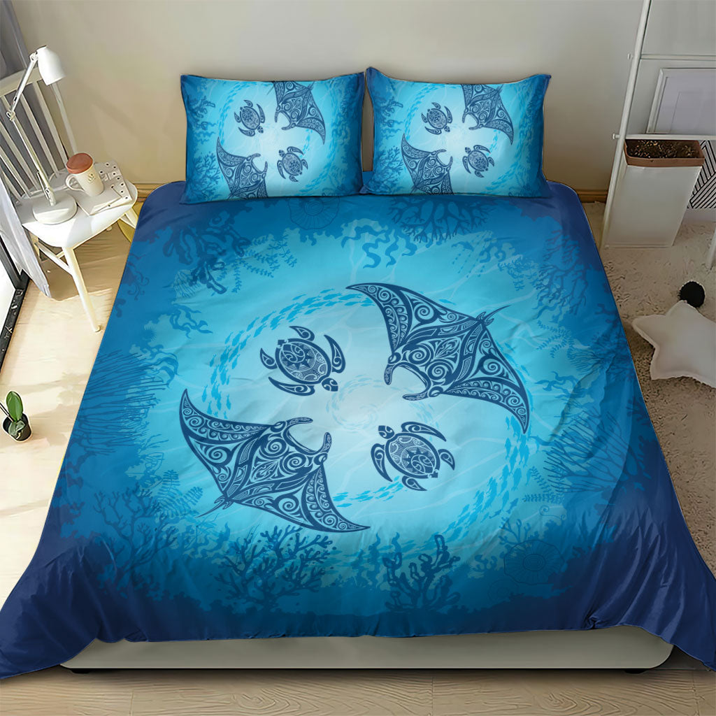 Hawaii Quilt Inspired Collection Aloha Sea Bedding Set Manta Ray and Turtles LT7 - Polynesian Pride