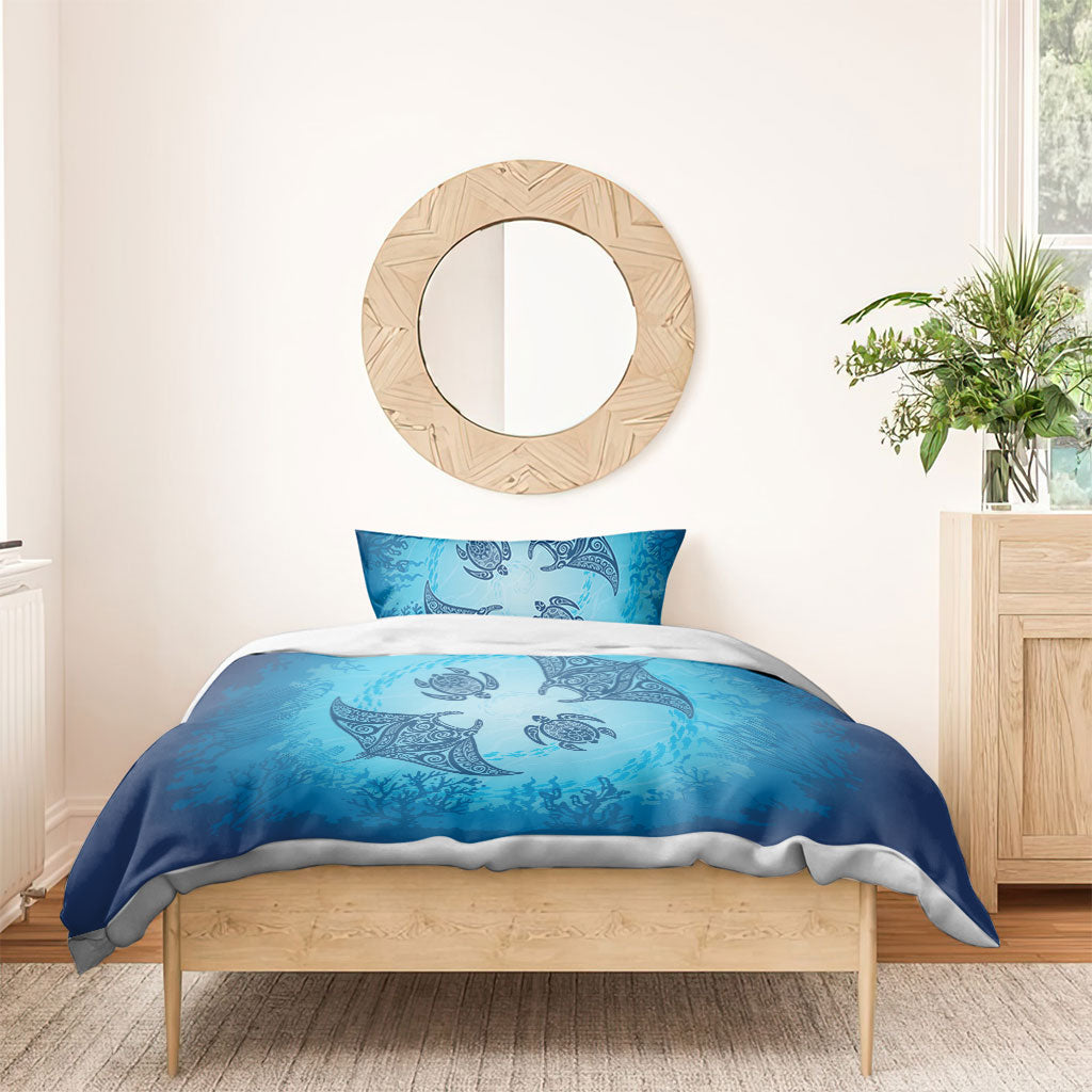 Hawaii Quilt Inspired Collection Aloha Sea Bedding Set Manta Ray and Turtles LT7 - Polynesian Pride