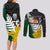 Personalised New Zealand Vs South Africa Rugby Couples Matching Long Sleeve Bodycon Dress and Long Sleeve Button Shirts Rivals - Tribal Style LT7 - Polynesian Pride